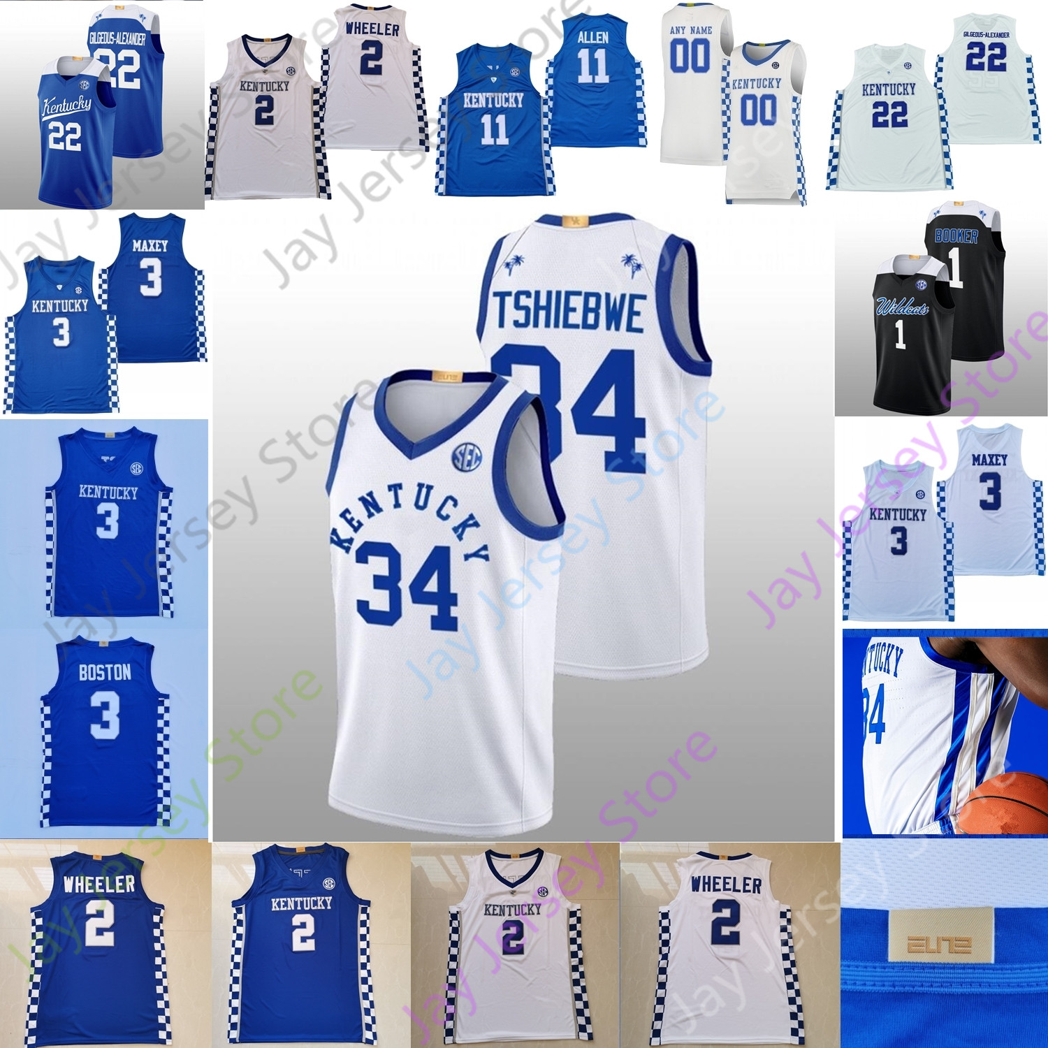 

Kentucky Wildcats Basketball Jersey NCAA College Antonio Reeves CJ Fredrick Jacob Toppin Cason Wallace Livingston Onyenso Ware Thiero, 2021 white