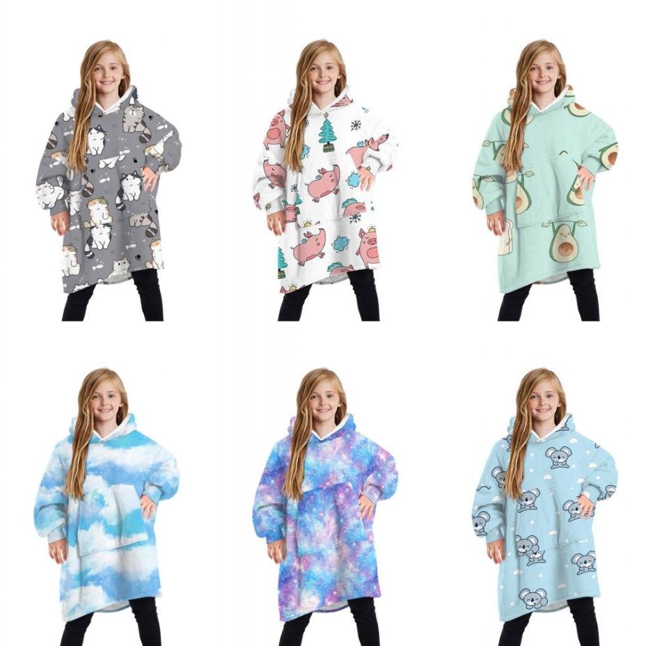 

Winter Blanket Sweatshirts Super Soft Warm Hoodies for Kids Teens Youths Oversized Sherpa Hooded Wearable Blankets with Sleeve Pullover FY7958 Wholesale