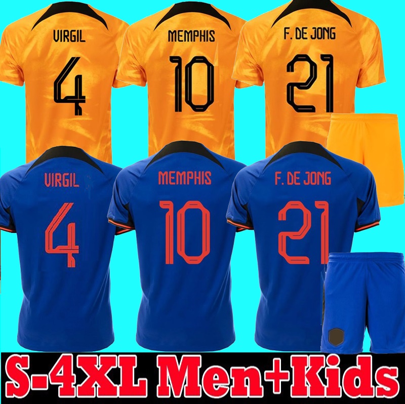 

Netherlands 2022 MEMPHIS soccer jersey DE JONG Holland DE LIGT WIJNALDUM VAN DIJK Bergwijn Berghuis Fooball shirt Men Kids 3XL 4XL, Away+patch