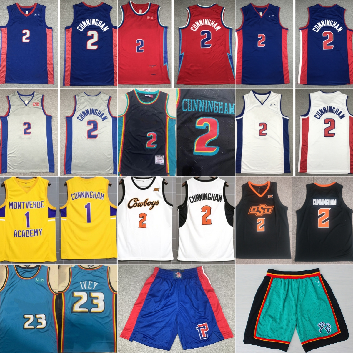 

2022-23 New Basketball 23 Jaden Ivey Jerseys Stitched Blue City 2 Cade Cunningham Jersey White Red Mitchell and Ness Black Retro, Aspicture