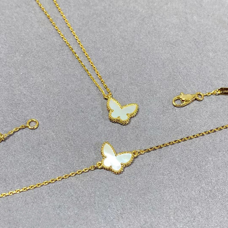 

S925 sterling silver sweet butterfly designer charm bracelet for women luxury brand shell short choker cute clover bangle bracelets necklace earring jewelry