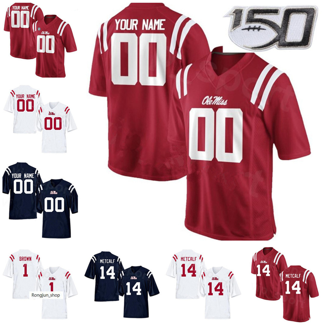 

Jersey NCAA SEC Ole Miss Rebels College Football 2 Matt Corral Jersey 8 Elijah Moore 9 Jerrion Ealy 10 Eli Manning 14 DK Metcalf 24 Snoop Conner, Colour 1