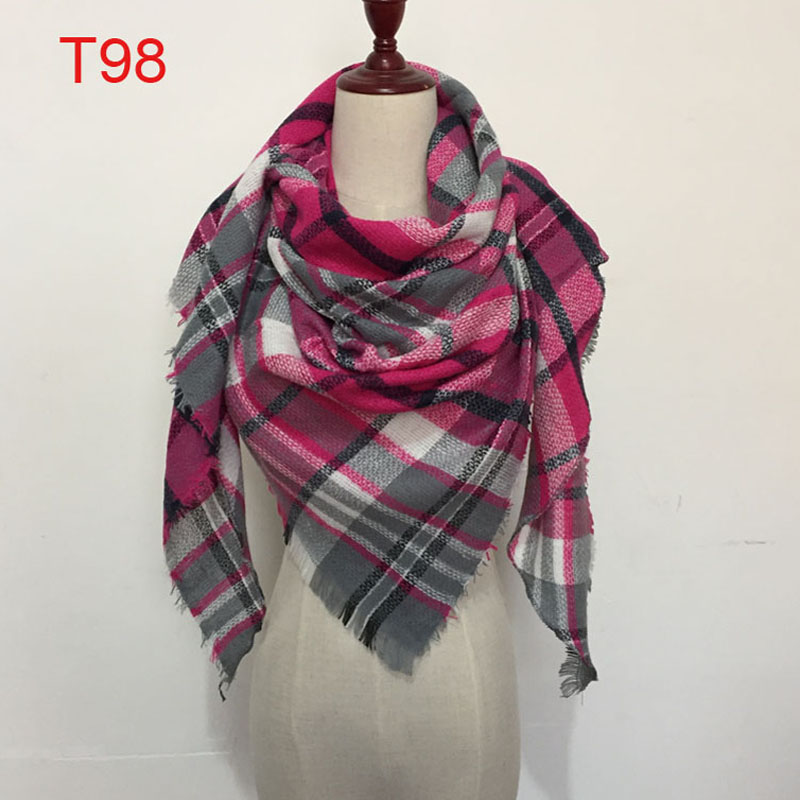 

Women Plaid Scarves Grid Tassel Oversized Check Shawl Tartan Cashmere triangle Scarf Winter Neckerchief Lattice wraps