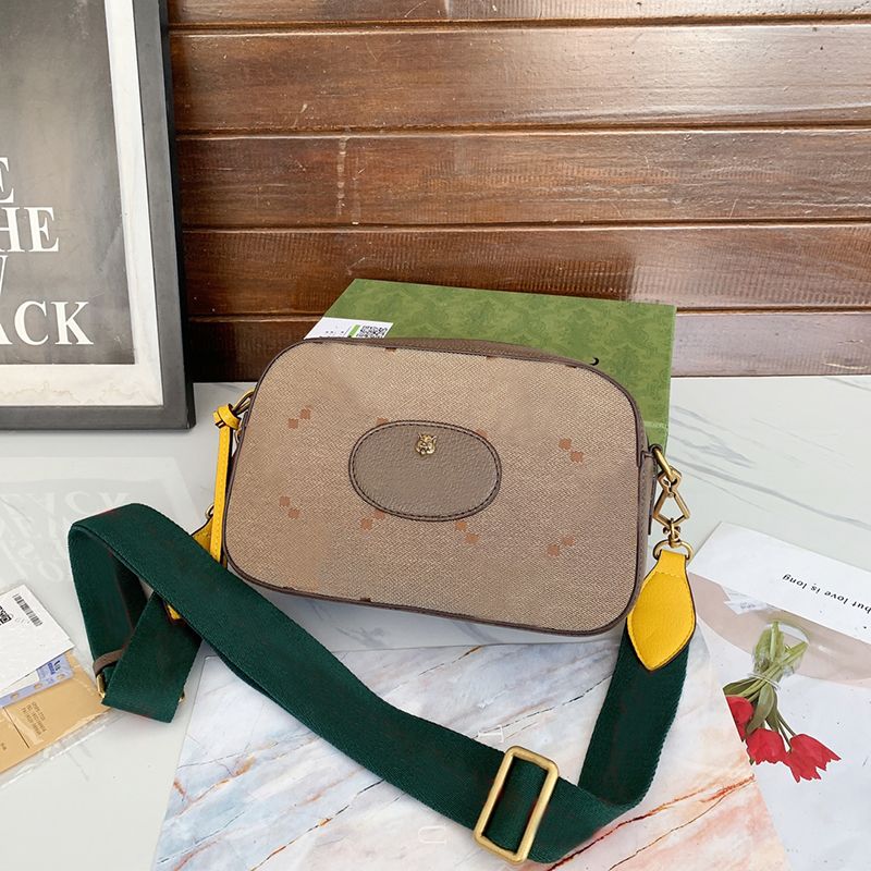 

Shoulder Bags Postman bag women old canvas tiger single shoulder diagonal span large capacity classic fashion versatile Genuine Leather material head camera bags, Brown