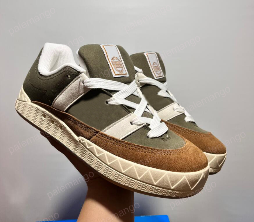 

2022 Designer Mens Womens Shoe Suede Leather Thick Soles Wide Laces Dust Green JamalSmith Adimatic Low Night Marine Skate Shoes, Bubble film