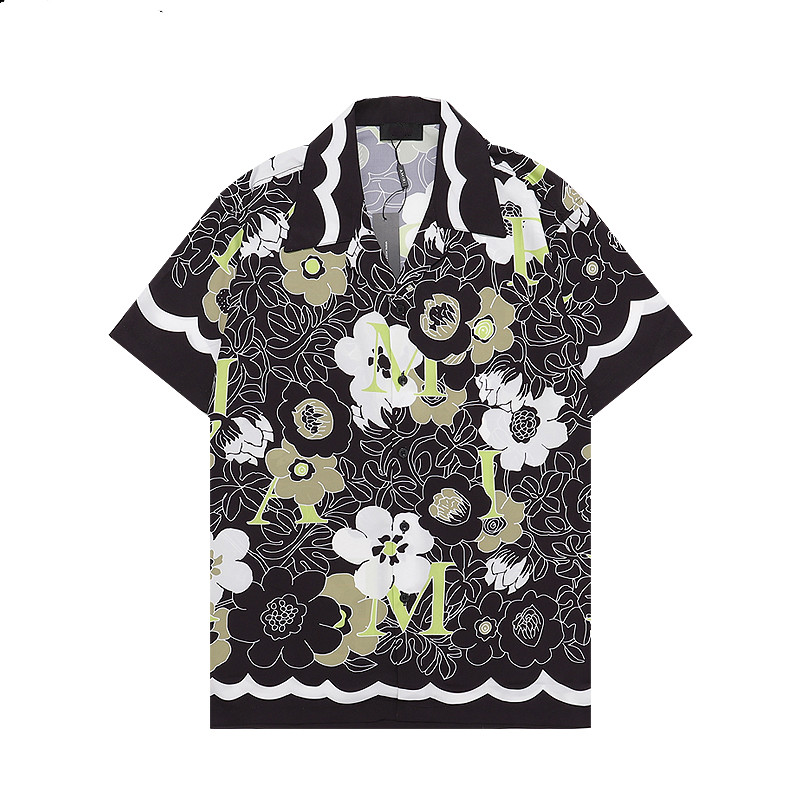 Fashion Hawaii FLOWER CAMP Letter Print Beach Shirts Bowling Casual Shirts Men Summer Dress Shirt-image-804172946