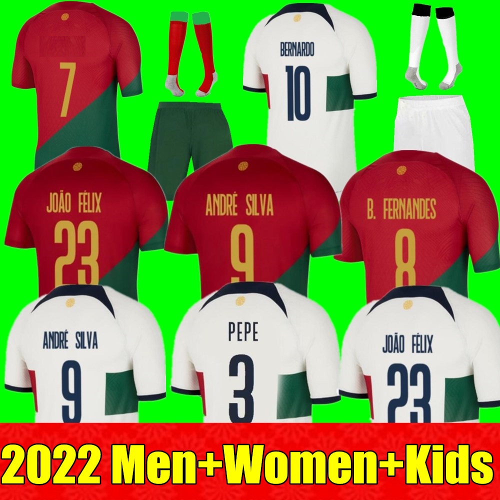 

2022 Portugal Soccer Jerseys 23 JOAO FELIX RUBEN DIAS football shirt BERNARDO B. FERNANDES RONALDOS ANDRE SILVA camisa de futebol JOAO CANCELO men kids kits, Women away