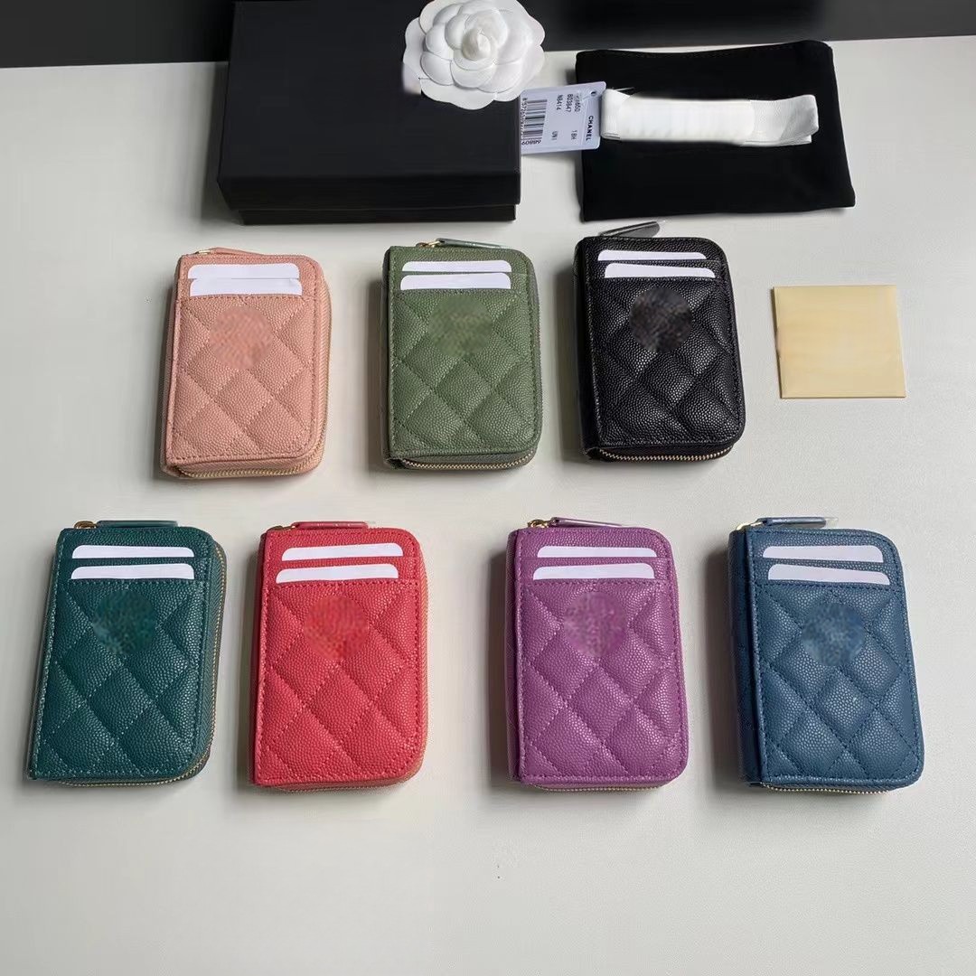 

Card Holder cc designer wallet luxury cards holders credit Leather small walle storage bag zip coin purse key case Quilted bag, Empty box only