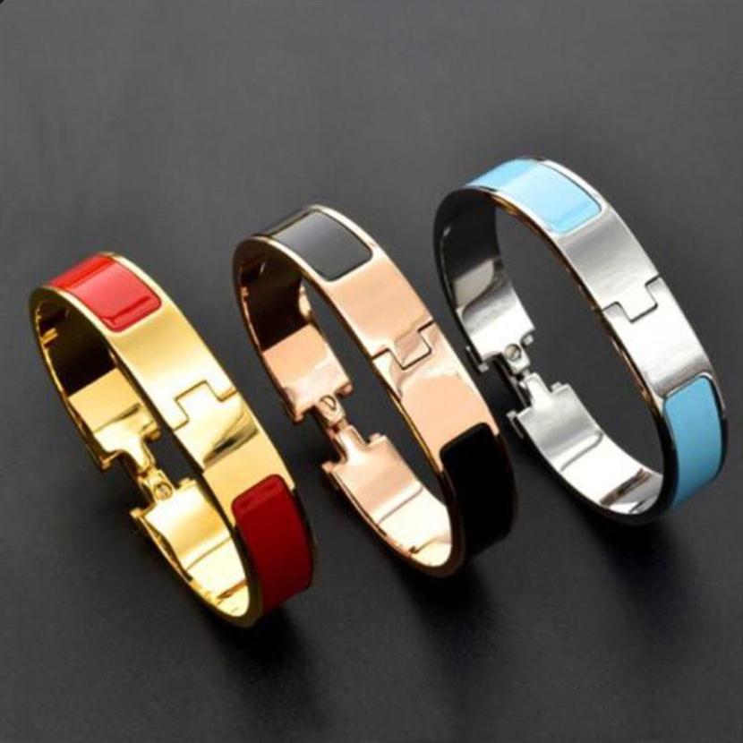 

12mm gold silver Bracelet Bangle for Women fashion Designer Bracelets Jewelry Titanium Steel Wristband 31 enamel colors328A