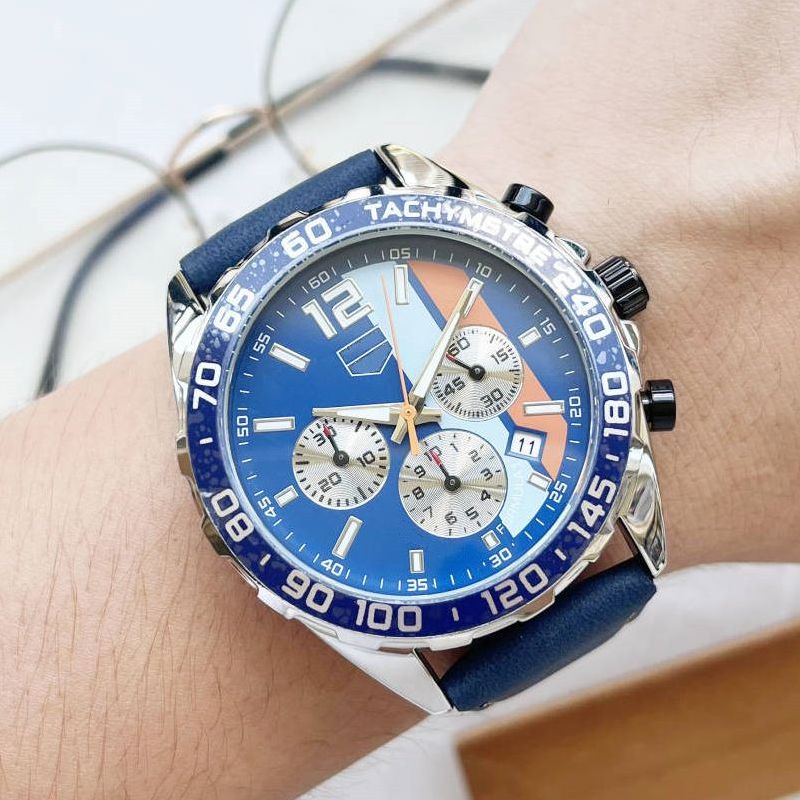 

Men's Luxury Watch Top Brand Wristwatches Stainless Steel Strap Chronograph Second Quartz Movement Calendar Sports Super Luminous Man Relogio Masculino, Box