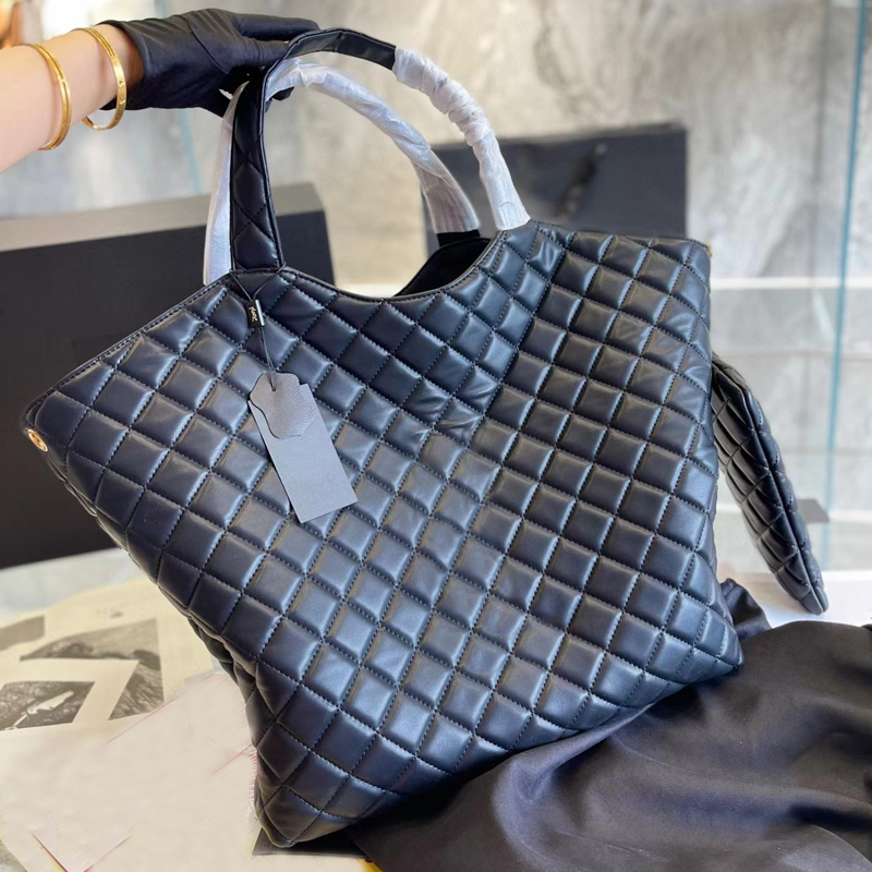 

Fashion designer one shoulder cross body leather casual portable shopping bag mother bag checkered large Tote messenger mobile phone bags wallet, Black