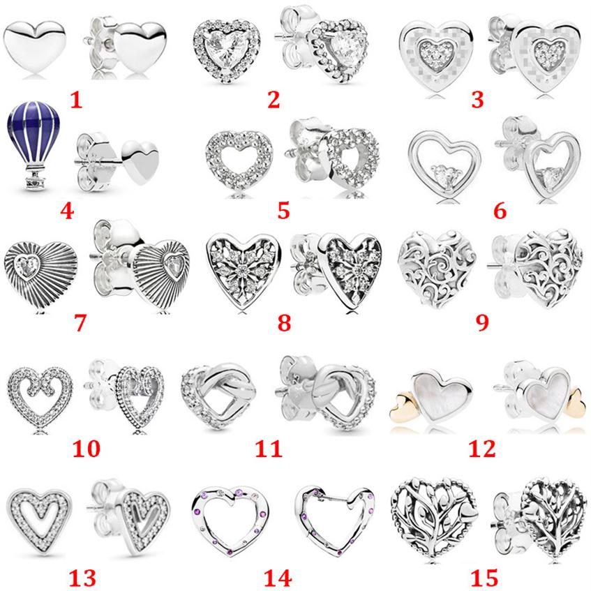 

Pandora Elevated Heart Stud Earring Knotted Fan Captured Hearts Pandora Style Earrings 925 Sterling Silver brincos Jewelry305W