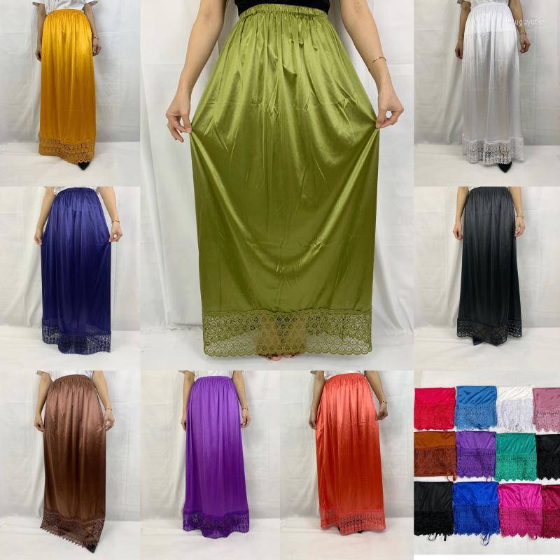 

Skirts 12pcs/1 Dozen Muslim Women Skirt Extender Slips Lace Knee Stretch High Waist Skater Flared Pleated Swing Loose
