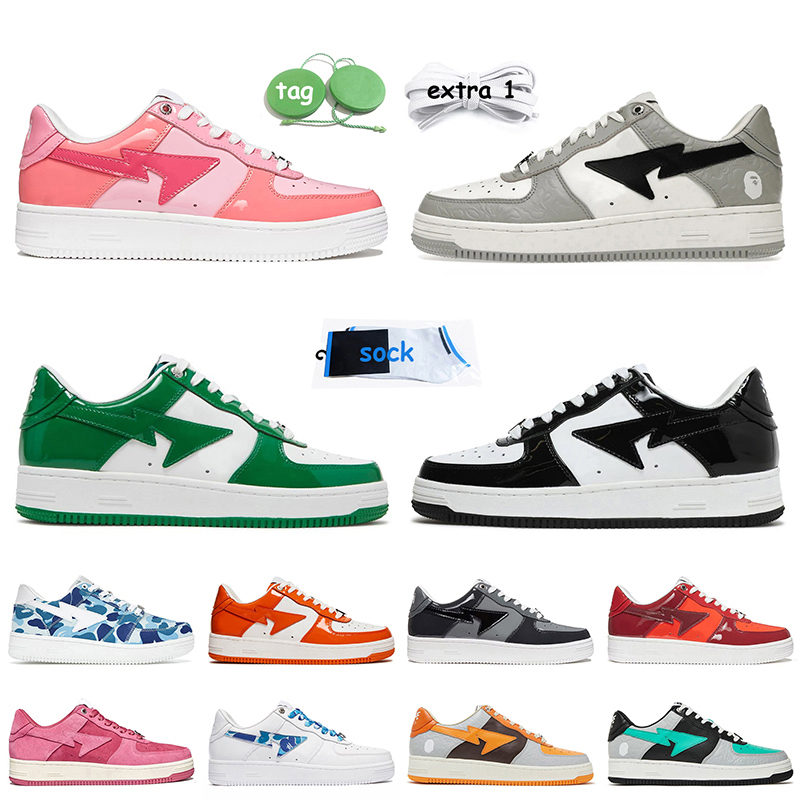 

Wholesale Women Mens Running Shoes Bapestas Baped SK8 Sta Color Camo Combo Pink Grey Black Green Orange ABC Pastel Pack Designer Sneakers Sports Trainers size 36-45, C6 color camo combo pink 36-45