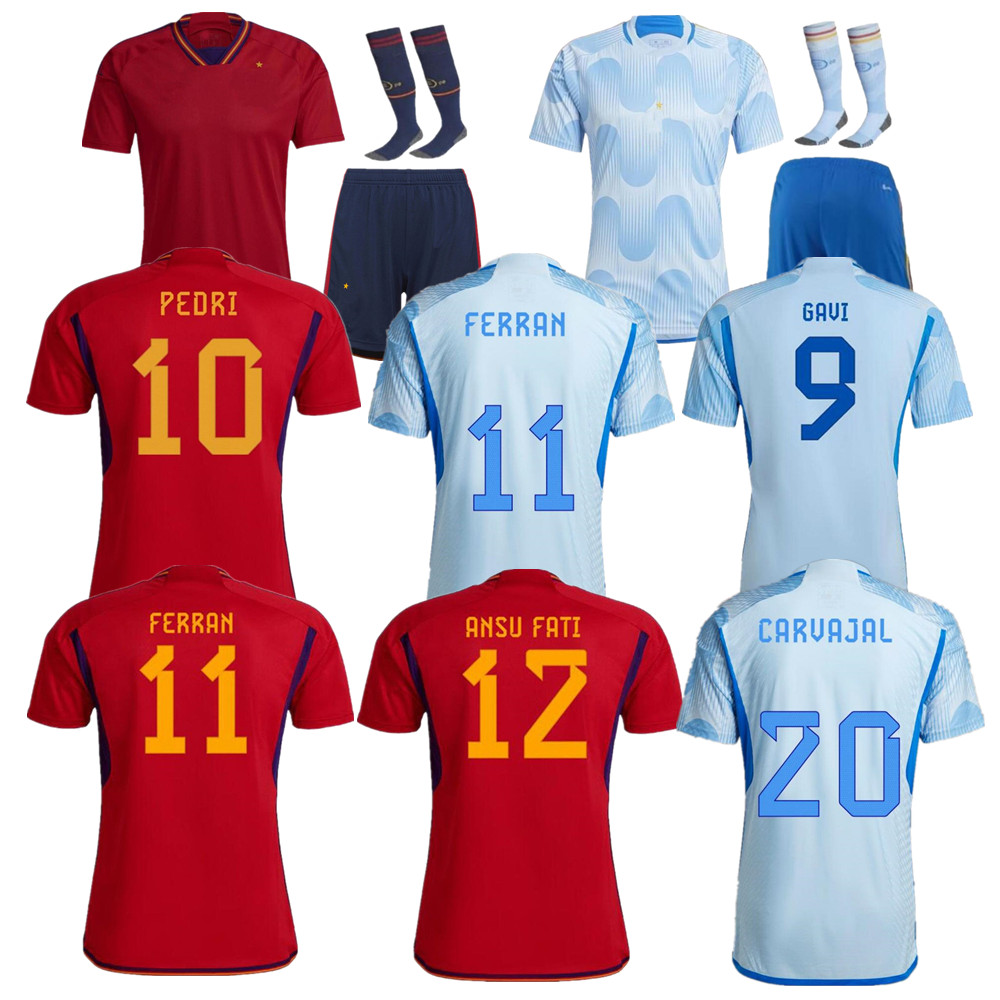 

2022 Spain home away soccer jerseys Espana ANSU FATI ASENSIO MORATA PEDRI FERRAN GAVI AZPILICUETA C.SOLER 22 23 WORLD RAMOS CUP football shirts, 22/23 home