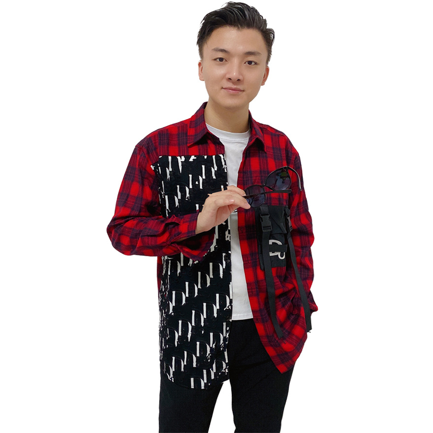 Chemise masculine chemise à carreaux classiques hommes et femmes avec le même couple concepteur de la lettre de mosaïque hip-hop imprimer la vest
