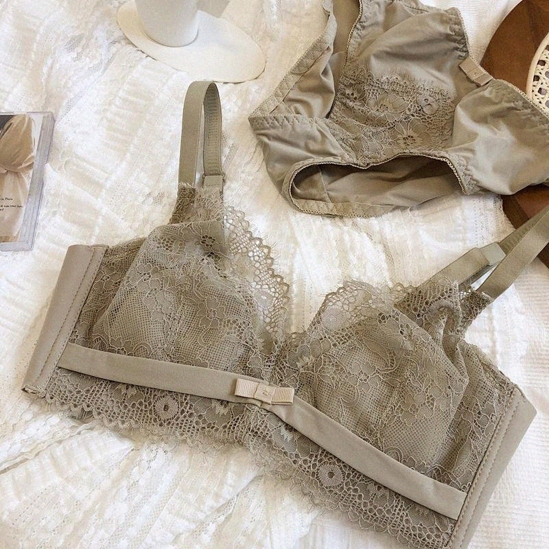 sexy Ultra-thin Ears Adjustable Bra Set Big Breasts Plus Size Seamlesslingerie Gather Underwear Crystal Cup Bralette Bras Sets 41rx#