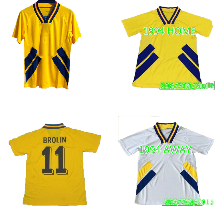

Jersey 1994 SWEDEN RETRO soccer jerseys DAHLIN 10 BROLIN 11 LARSSON 7 HOME JERSEY FOOTBALL SHIRTS, White