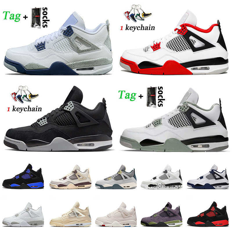 

shoes Retro Mens Basketball Shoes 2022 With Socks Jumpman 4s Seafoam Midnight Navy Fire Red Thunder Jordens 4 Women Men Sneakers S air shoe jorda, C45 neon 36-47