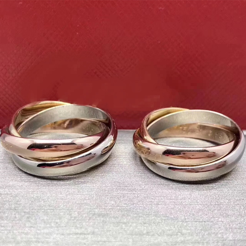 

Luxury Designer Fashion Three-rings Couple Ring for Men Women Simple Style Rings with Three Colors Rose Gold Love