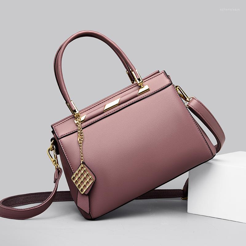 

Evening Bags Luxury Handbag High Quality Pu Leather Tote For Women Brand Designer Shoulder Bag Lady Solid Color Crossbody Messenger, Black