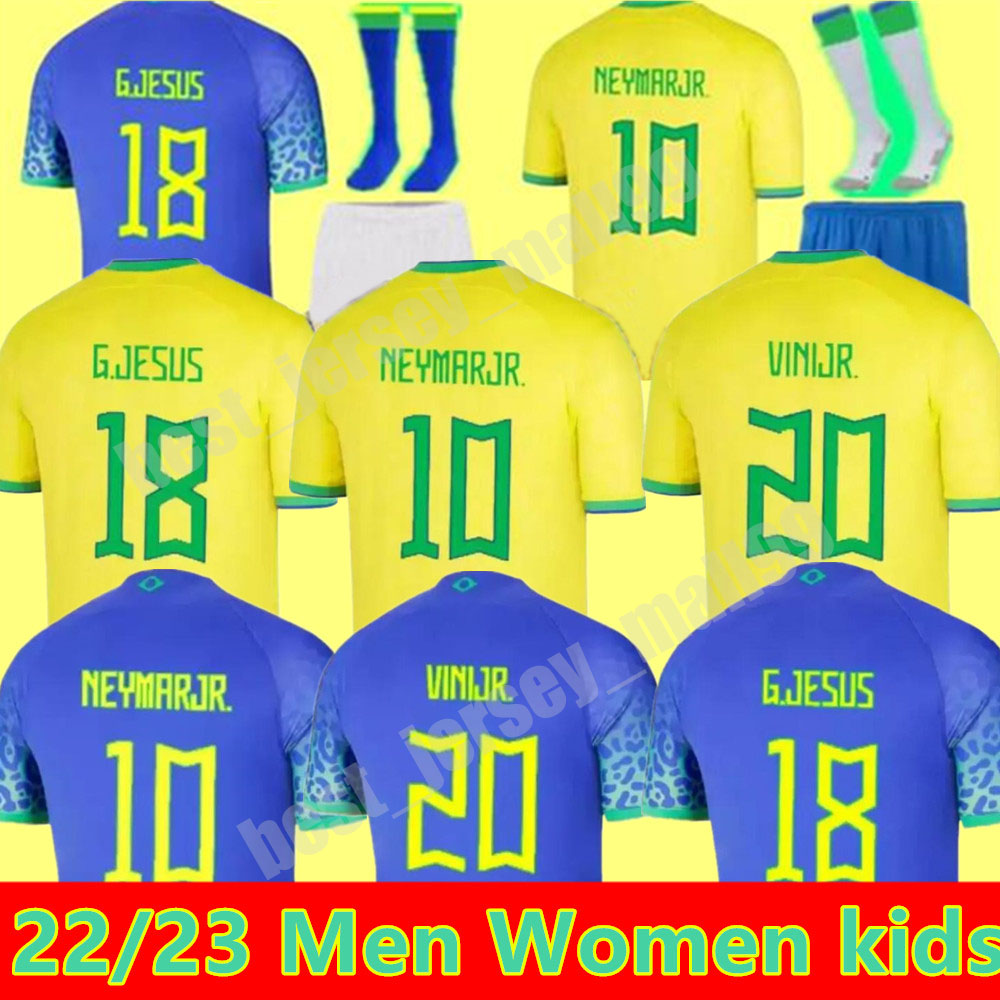 

2022 Brazils VINI JR. Soccer Jersey brasil CASEMIRO 22 23 National Team G.JESUS P.COUTINHO Home Away men kids kit L.PAQUETA T.SILVA PELE MARCELO Football Shirt uniform, Away kids