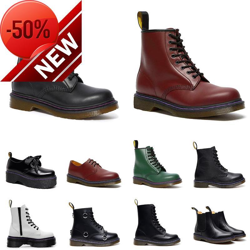 Men Women Martin Boots Winter Shoes Ankle Half Black White Bordeaux Wine Red Green Pumpkin Orange Mens Fashion Platform Boot Size 36 -44