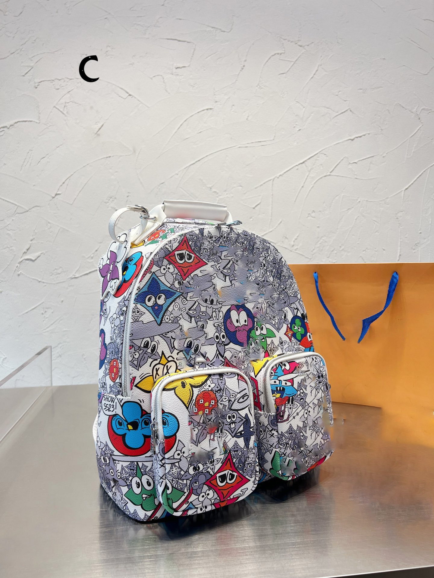 

Shoulder bag Luxury tote purse handbag message bags cluth Brand classic Genuine Leather Crossbody Designers Canvas men's Backpack Old Flower 40CM Fashion graffiti, White