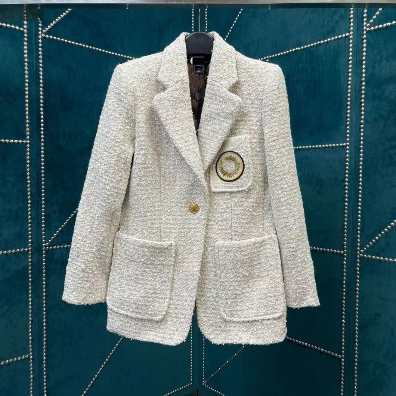 

E16 Women' designer blazers Clothing IV TWeed Autumn winter new released topsB86T, Ivory