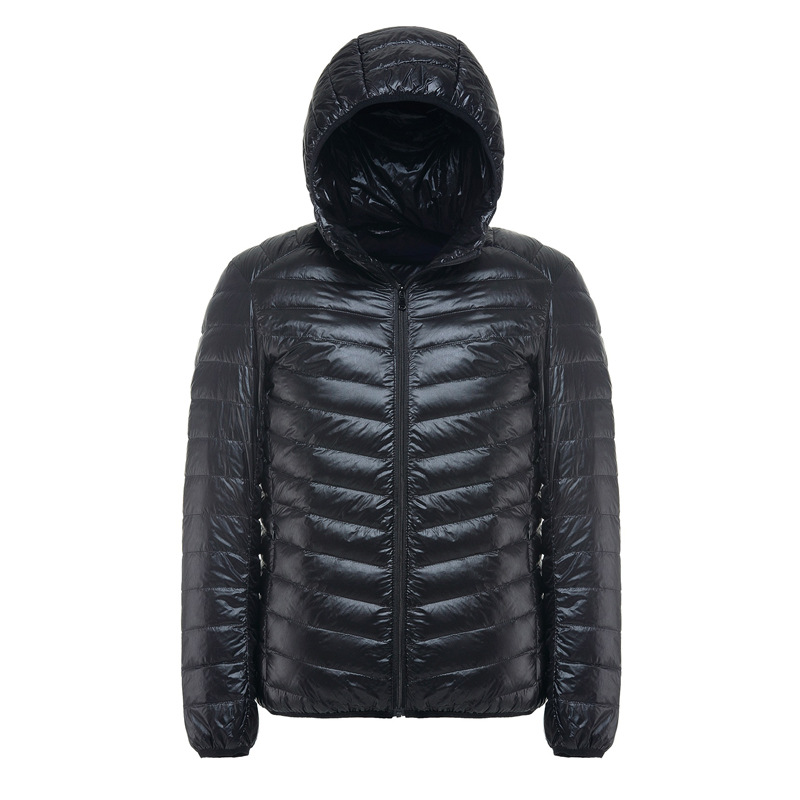 Down Jacket Mens Hooded Short Casual Lightweight White Duck Large Size Solid Color Winter Jacket Trend-image-804238934