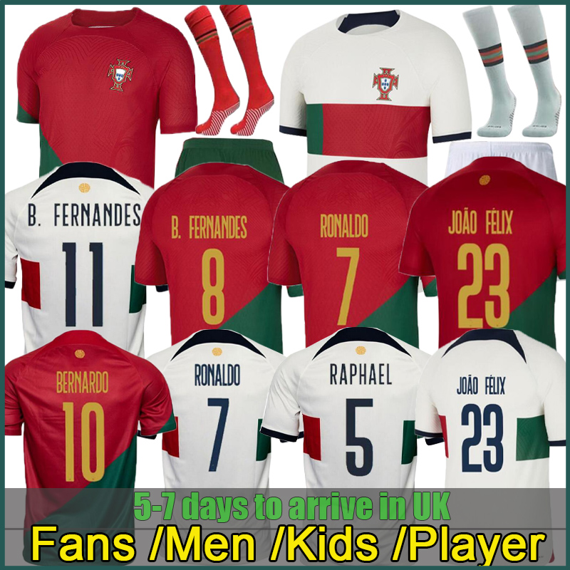 

22 23 Portuguesa FELIX JOAO soccer jerseys RUBEN NEVES BRUNO FERNANDES Portugieser 2022 Portuguese football shirt J. OTAVIO RONALDO Men Kids kit sets uniform, 22/23 away player version patch