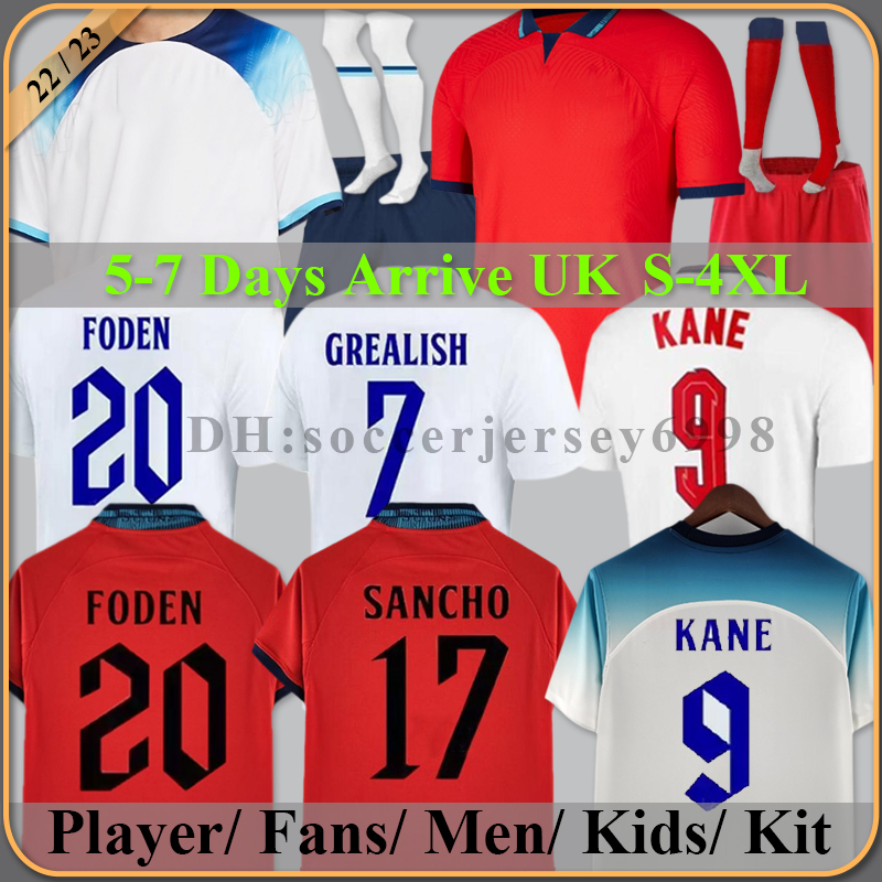 

Angleterre FODEN soccer jerseys 2022 KANE STERLING GREALISH RASHFORD MOUNT BELLINGHAM SANCHO UK national Football shirt men kids kit socks uniform HENDERSON, 2020 home