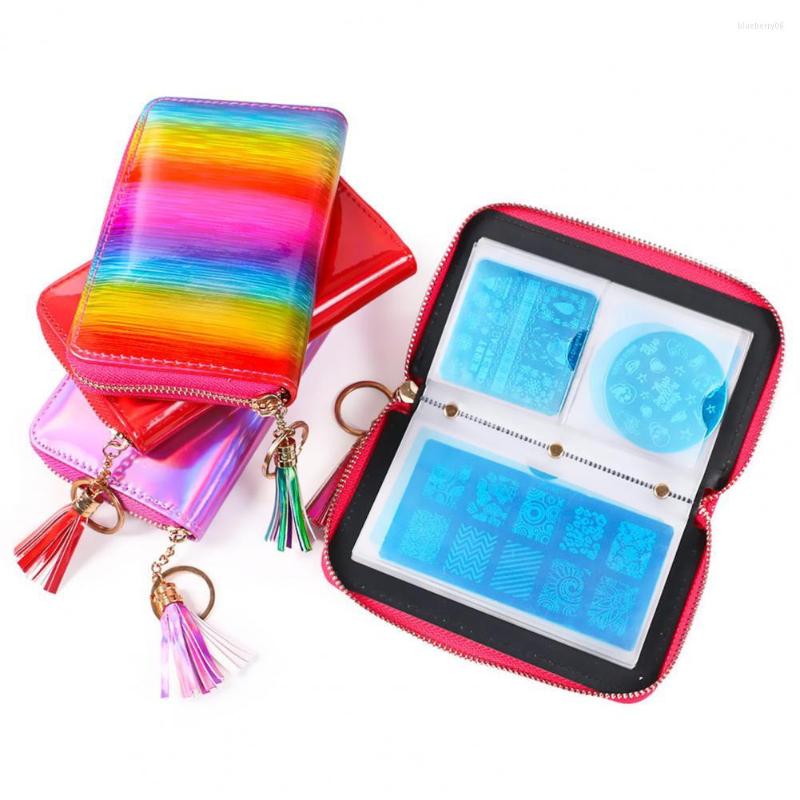 

Nail Art Kits Template Organizer Lightweight Stamp Bag Anti-Fall Convenient Square Reflective Stamping Plates Holder
