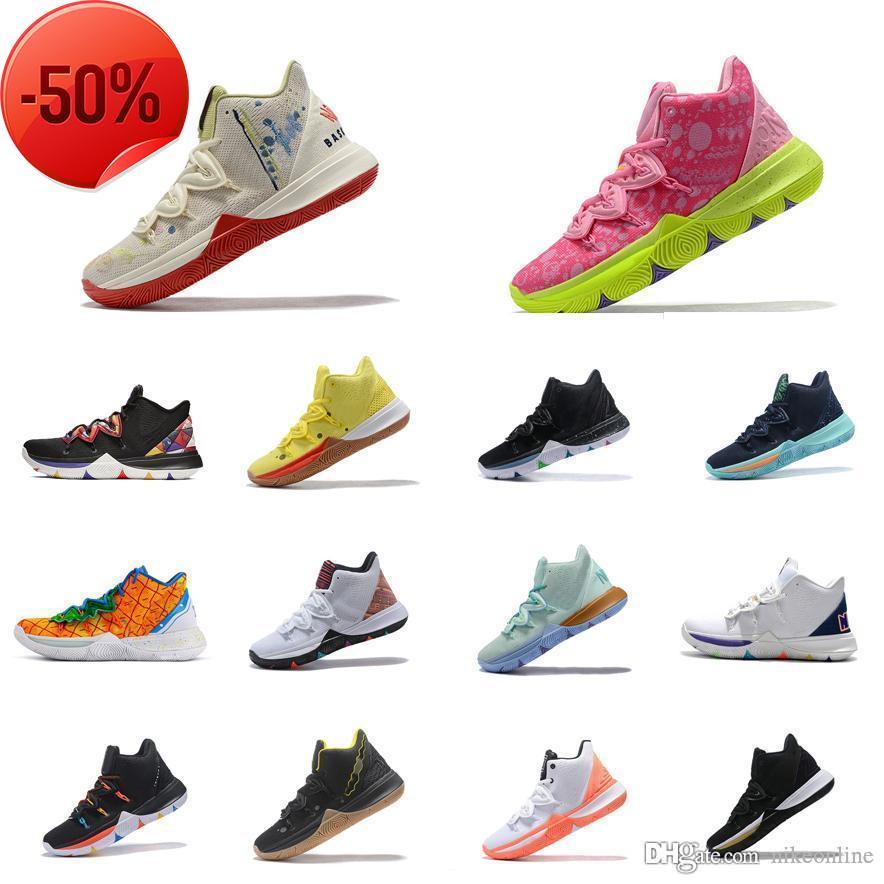 

Men Womens Irving Kyrie 5 shoes youth kids Kyries v 5s sneakers tennis Graffiti Tan Gold White Smile Blue Yellow Pink UFO BHM Black with box