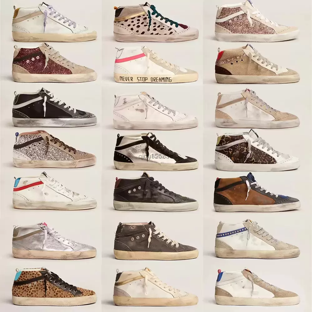 

Brands Shoes High-Top Sneakers Women Shoes Golden New Release Italy Golden Mid Slide Star Fashion Pink-Gold Glitter Classic # Gooses UVZ, 11