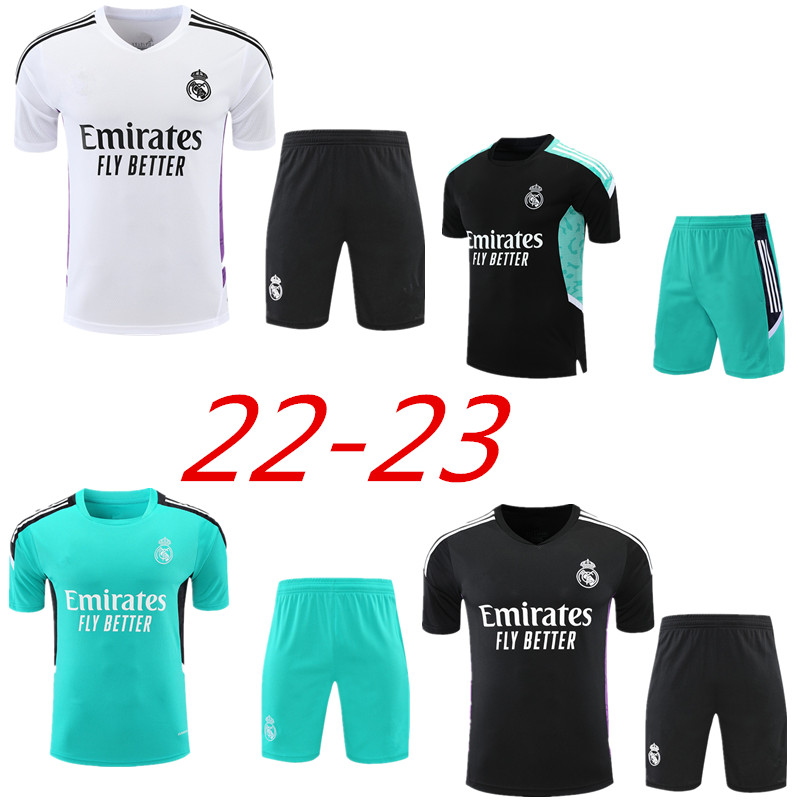 

TOP 22/23 Real Madrids sleeve shorts kit Jerseys Jacket Football TRACKSUIT training suit chandal futbol HAZARD jogging Survetement Jerseys, Gray
