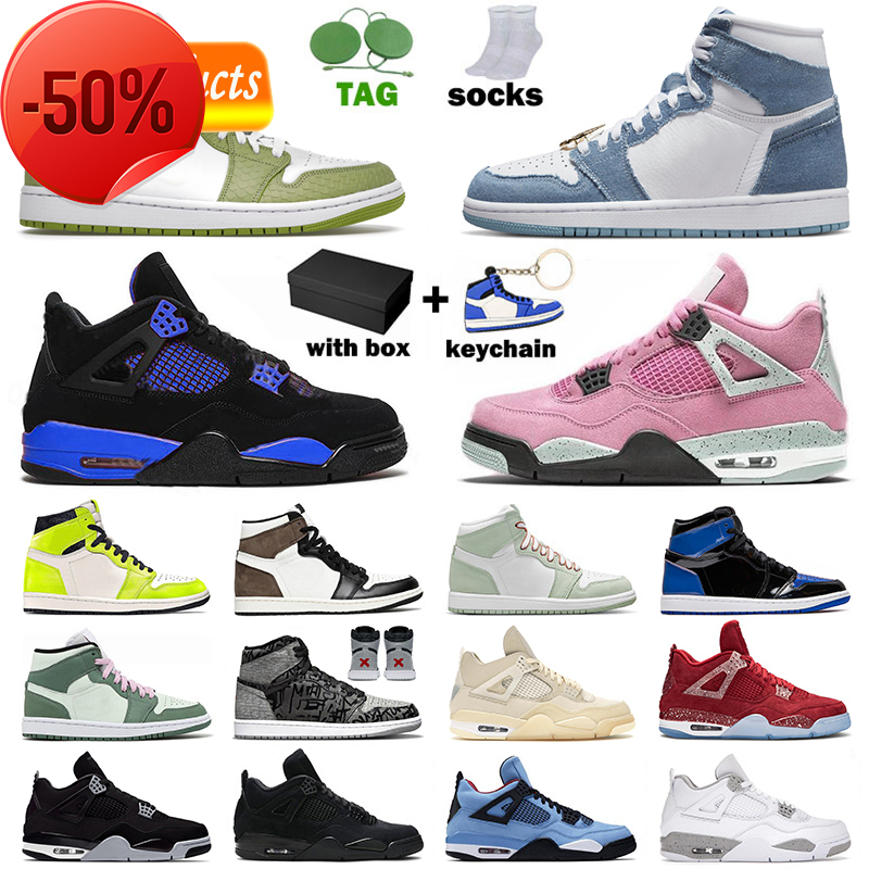 

Basketball Shoes with Box Jumpman 1 Og Black Cat 4s Mens Womens Panda Og High Airness Mocha Green Python Mid 1s Peach 4 Sail Cactus Jack, 36-47 (3)