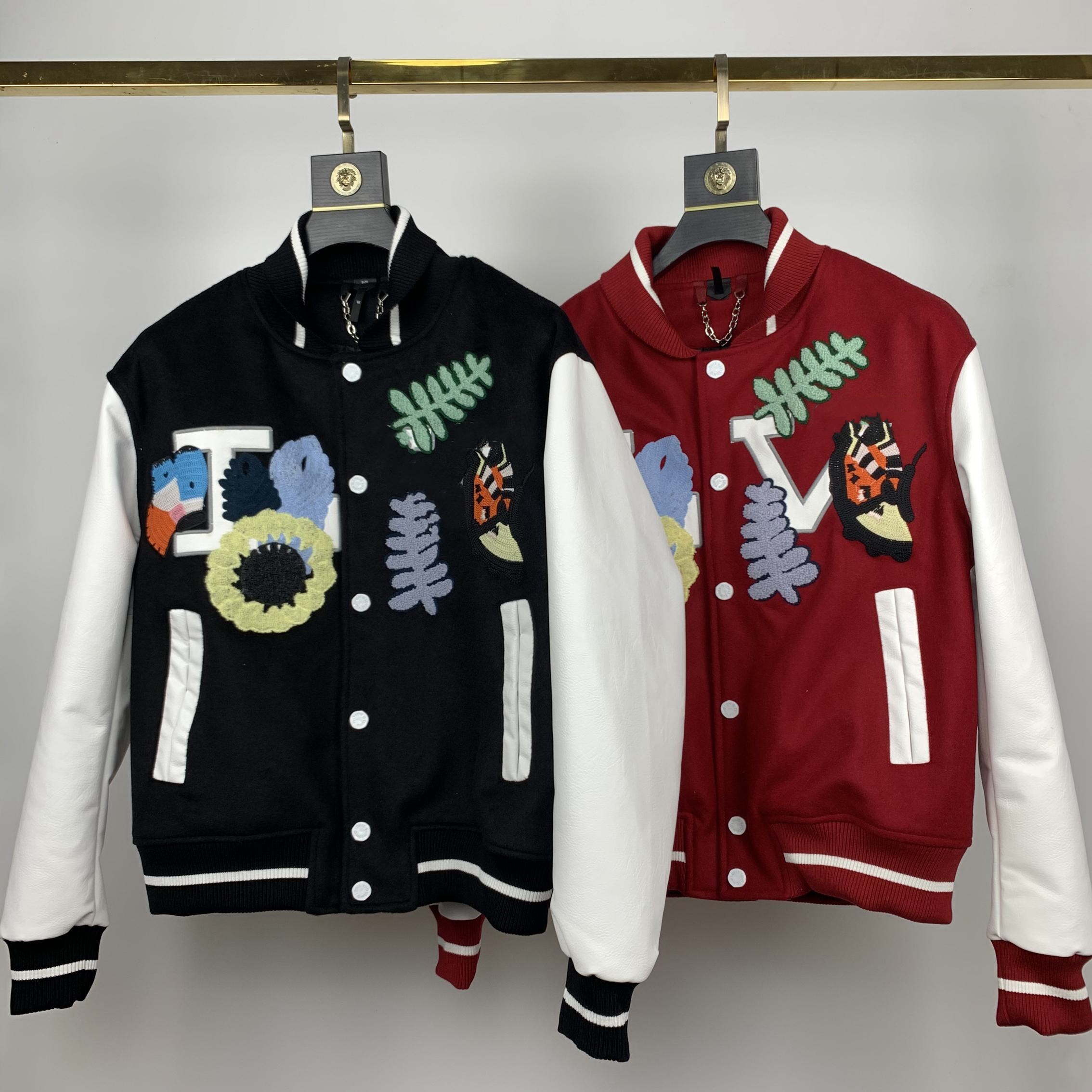 

Flocking Leather Sleeves Baseball Coat Uniform Fashion Jacket Single Breasted Warm Jackets Couples Women Men Varsity Coats Mens Designer Clothing