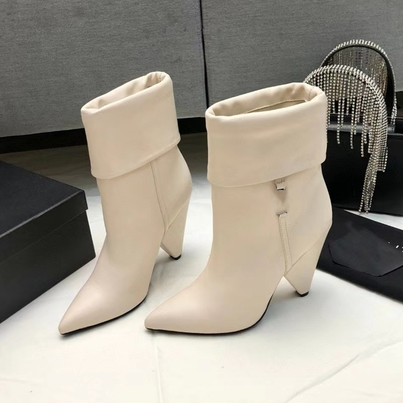 Winterpointed Toe Talon BottesVéritable Cuir Talon Bottines Côté Zip Chaussures Runway Designers De Luxe Chaussure Femmes Usine Chaussures8cm35-4