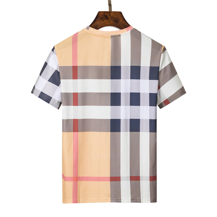 

22 designer Brand T-Shirts Fashion short sleeve Striped check printing t shirt Man Women Streets Luxurys Clothes dress sweatshirt Joker khaki Europe America 3XL