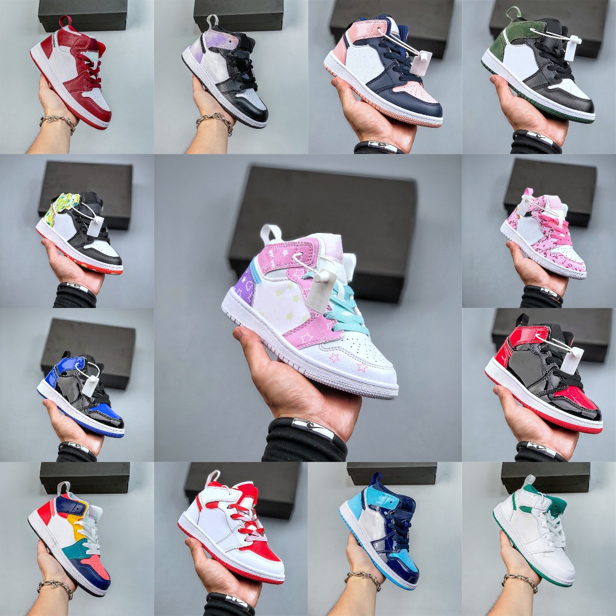 

2022 Kids Jumpman 1s 1 Shoes UNC University Blue Infants Toddler Child Basketball Shoes Designer Pine Green Royal Trainers Obsidian Chicago Bred jordon low Sneaker, Customize