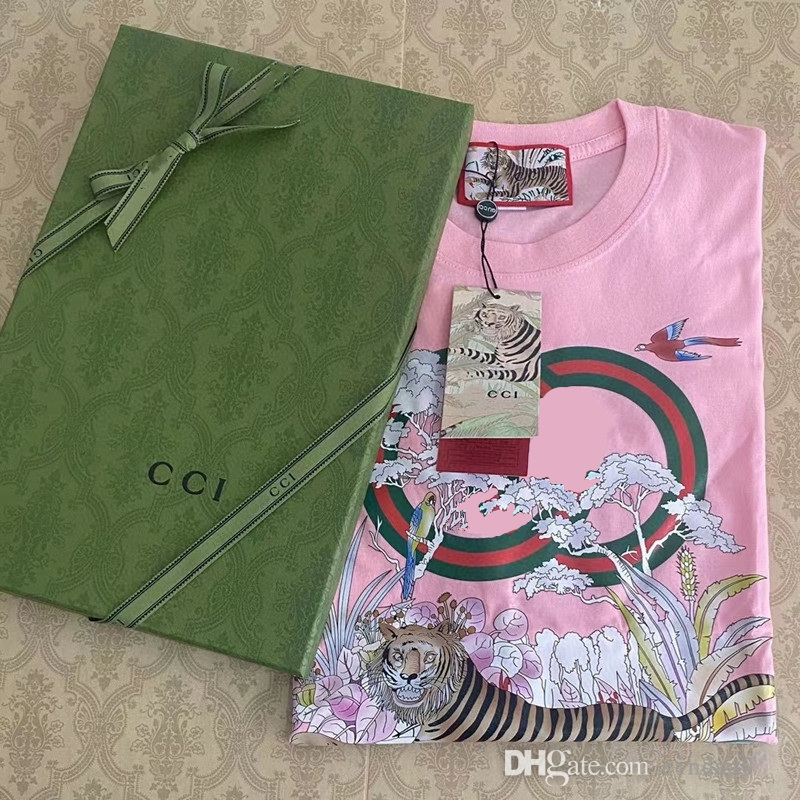 

New Fashion Brand Women Cotton T-shirt Short Sleeve Printed Designer Tops Loose Round Neck Tee With Box, #19