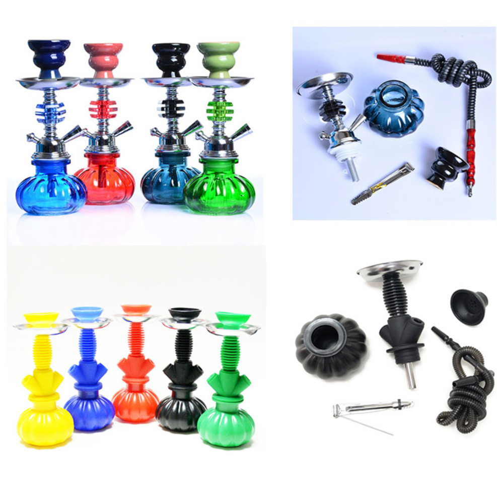 

Two designs glass percolator bong Round Hookah Shisha Silicone Bong Set Cool Beautiful Arab Stem recycler bong Hookah 10.8/9.8 inches