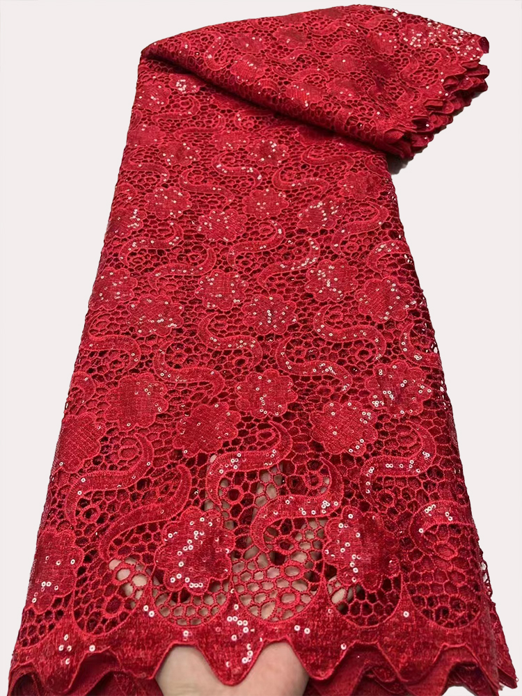 

2022 Latest Nigerian Laser Embroidery Lace Fabric French Sequins Tulle Fabric For Wedding Dress Y2731