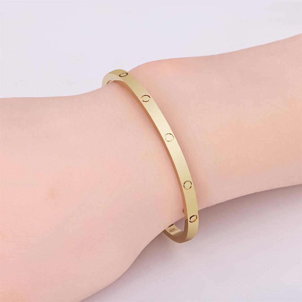 

Classic Small Model Slim Cuff Love Bracelets & Bangles for Women Men 316L Titanium Steel Designer Jewelry With Key Screwdriver Inscript229C