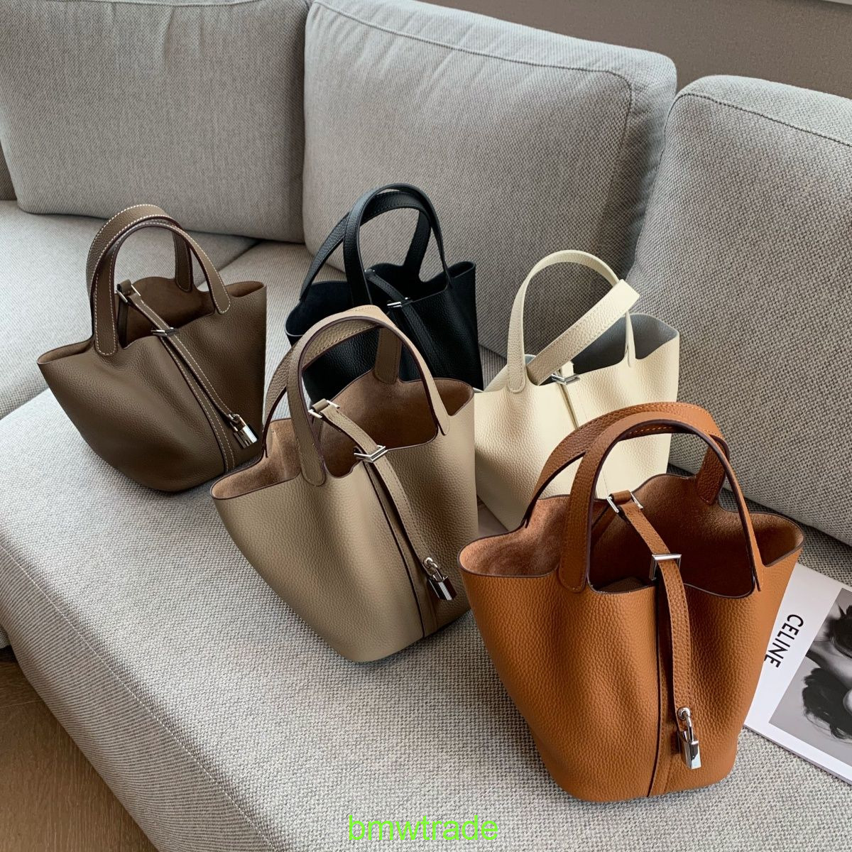 

Women's Designer bags Picotin lock Herme Handbags Tote Bag Haniujia Ha Niu Home Style Small Dish Basket Bag Bu et Handbag, Milky white gold button regular no