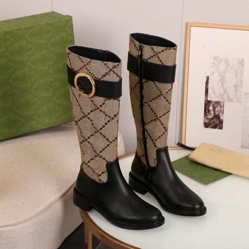 

Winter fashion luxury designer boots Knee flip leather warm woman boot cowgirl waterproof combat chelsea rain snow black Riding, This is the box