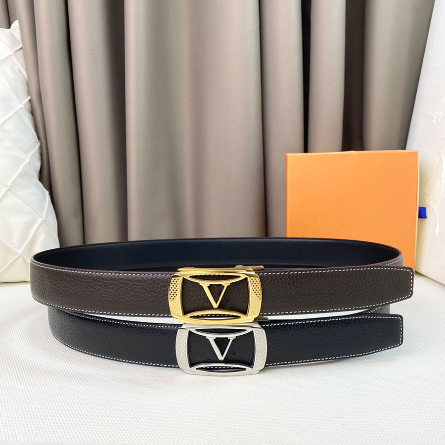 

Designer Belt Genuine Leather Belts Automatic Buckle Width 3.5CM Gold Sliver Man Woman Business Low-key 2 Style, Multi