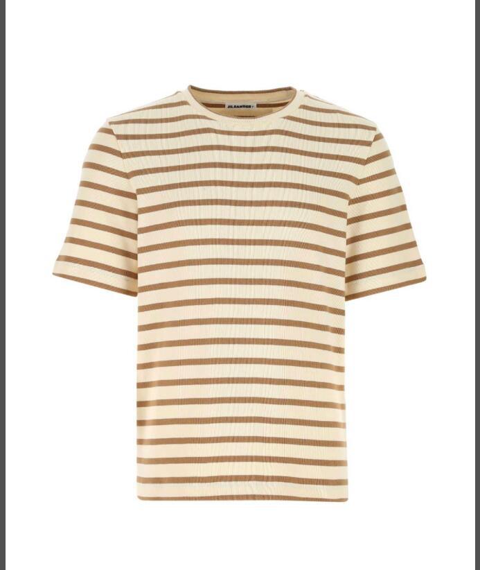 Simple Striped Short Sleeved Men's and Women's Loose Round Neck Breathable T-shirts INS-image-804755942