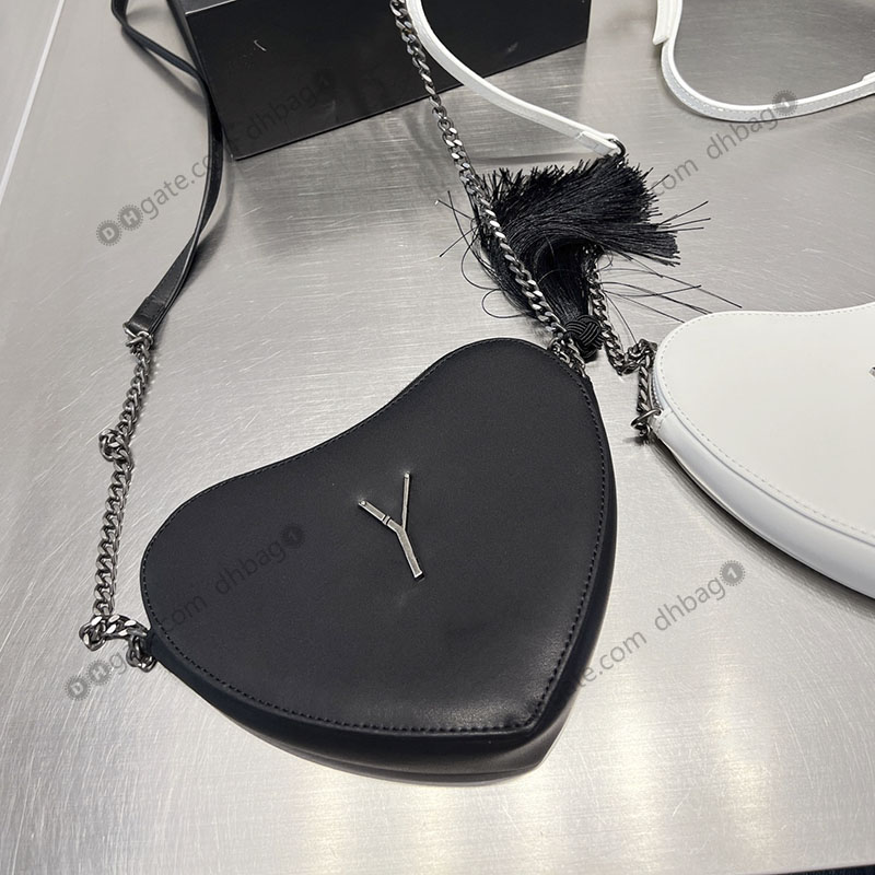 

Fashion French Heart Shape Designer Bags Luxury Ladies Quilted Cowhide Tote Bag Silver Metal Hardware Classic Handbags Leather Strap Crossbody Shoulder Bag 15cm, Box